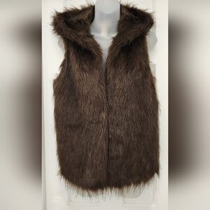 Kenar Hooded Faux Fur Brown Vest